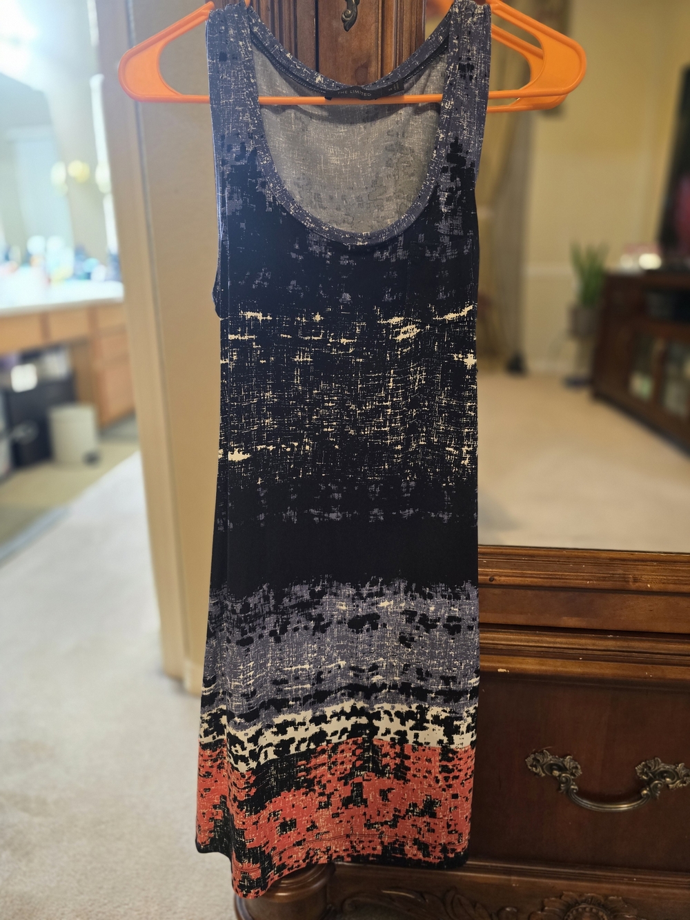 The Limited Navy & Coral Abstract Sleeveless Maxi Dress